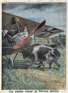 První světová válka 1914-1918 (válka 14-18). kráva v Rusku bránící německému armádnímu letounu v dechlazení. V “”Le Petite Journal””, dne 22.10.1916. Soukromá sbírka od Anonymous Anonymous