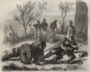 Forcats bucherons v Toulon Bagne v 19. století. Rytina do „Historie trestanců od jejich vzniku až po současnost“ (1877) od Pierra Zacconeho (1817-1895) (Colonia Penale - Trestná kolonie). Soukromá sbírka. od Anonymous Anonymous