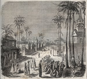 Forcats šel pracovat do věznice Saint-Laurent (Saint-Laurent) v Cayenne (Francouzská Guyana) v 19. století. Rytina do „Historie věznic od jejich vzniku po současnost““ (1877) od Pierra Zacconeho (1817-1895) (Colonia Penale - Trestná kolonie) od Anonymous Anonymous