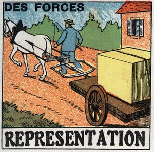 Síly: kůň táhnoucí auto. Anonymní ilustrace z roku 1925. Soukromá sbírka. od Anonymous Anonymous