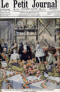 Francouzský prezident Armand Fallières (1841-1931), přijatý v Londýně lordem Mayorem, na banketu v Guildhall. Le petit Journal, červen 1908 (rytina) od Anonymous Anonymous