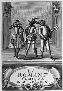 Frontispice knihy „The Comic Roman“ od Paula Scarrona (1610-1660), francouzského spisovatele. Rytina 18. století. od Anonymous Anonymous