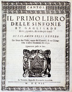 Frontispis První knihy symfonií a sil od Salomone Rossi od Anonymous Anonymous