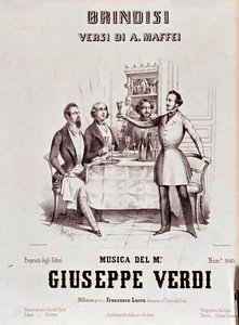 Frontispis partitury Brindisi od Giuseppe Verdiho podle poezie Andrea Maffei od Anonymous Anonymous