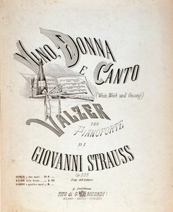 Frontispis hudební partitury Víno, ženy a písně od Johanna Strausse od Anonymous Anonymous