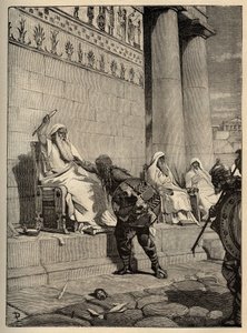 Galský vůdce Brennus (Brennos) se v roce 390 př. n. l. vrací do římského hlavního města. - Galové v Římě - Vyplenění Říma - rytina 1890 od Anonymous Anonymous