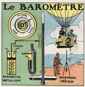 Tlak plynu: kovový barometr. Anonymní ilustrace z roku 1925. Soukromá sbírka. od Anonymous Anonymous