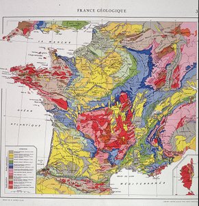 Zeměpisná mapa: Geologická Francie - Atlas 50. let 20. století. od Anonymous Anonymous