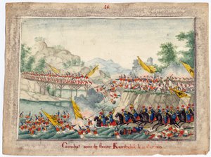 Guerre russo-turque de 1828-1829 - Bitva na řece Kamčik 15. října 1828 - Anonym - 1829 - Akvarel na papíře - 22,4x30 - Soukromá sbírka od Anonymous Anonymous