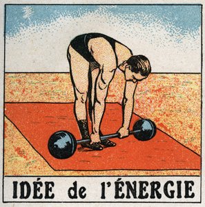 Idea energie: sportovec zvedání závaží. Anonymní ilustrace z roku 1925. Soukromá sbírka. od Anonymous Anonymous