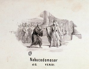 Ilustrovaný frontispis partitury opery Nabucco od Giuseppe Verdiho od Anonymous Anonymous