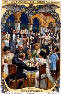 Ilustrace pro „Netopýr – myš“ od Johana Strausse. Zákon II. chromolitograf z konce 19. od Anonymous Anonymous