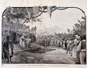 Ilustrace k poslední scéně Mistři pěvci norimberští od Wagnera, pro reprezentaci v Teatro alla scala od Anonymous Anonymous