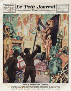 V listopadu 1922 anglický egyptolog Howard Carter a lord Carnarvon poprvé vstoupili do hrobky faraona Tutanchamona - Ilustrace z „Le Petit Journal“ 11/02/1923 (rytina) od Anonymous Anonymous