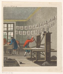 Interiér tiskárny, cca 1750-1850 (rytina) od Anonymous Anonymous