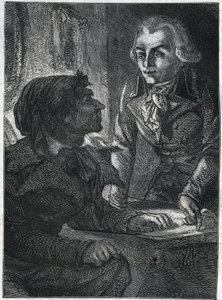 Jean-Paul (Jean Paul) Marat (1743-1793) s Maxmiliánem od Robespierra (1758-1794). Rytina z roku 1866 v „Histoire de la Revolution francaise““ od Adolphe Thierse. Soukromá sbírka. od Anonymous Anonymous