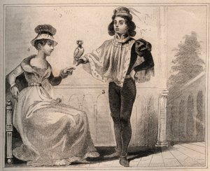 Jan II z Valois, vévoda z Alencon (1409-1476) s Marií de Fayel. Rytina z roku 1859 v „“ Le Monde. Dějiny všech národů od nejvzdálenějších dob až po současnost“. od M. E. de Lostalot-Bachoue (Lostalot Bachoue). Soukromá sbírka. od Anonymous Anonymous