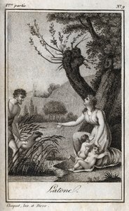 Leto, Letone, Latona, rytina z roku 1819 v „Letters to Emilie on Mythology“ od Charlese Alberta Demoustiera (1760-1801). Soukromá sbírka. od Anonymous Anonymous