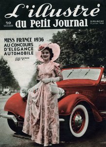 Lynne Lassal Miss Francie 1936 na soutěži automobilové elegance. Jeden z časopisů „L