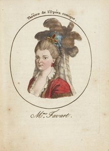 Madame Justine Favart (1727-1772) par Anonymous, konec 18. stol. - Mědirytina, akvarel - Soukromá sbírka od Anonymous Anonymous
