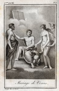 Manželství mezi Marsem a Venuší. Rytina z roku 1819 v „Lettres a Emilie sur la mythologie“ od Charlese Alberta Demoustiera (1760-1801). Soukromá sbírka. od Anonymous Anonymous