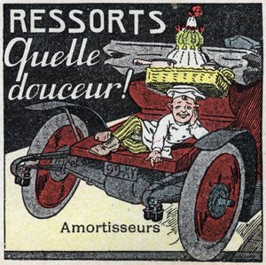 Mechanická trakce: nárazové pružiny automobilu. Anonymní ilustrace z roku 1925. Soukromá sbírka. od Anonymous Anonymous