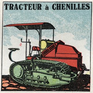 Mechanická trakce: pásový traktor. Anonymní ilustrace z roku 1925. Soukromá sbírka. od Anonymous Anonymous