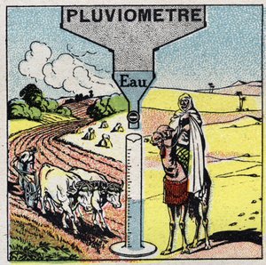 Meteorologie: vliv deště na klima, využití deště. Anonymní ilustrace z roku 1925. Soukromá sbírka. od Anonymous Anonymous