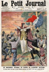 Národní hnutí pro vojenské letectví: celá Francie se sjednocuje v podobném vlasteneckém cítění, aby udržela naši zemi pod kontrolou vzduchu. Rytina v „“Le Petite Journal“ dne 10.03.1912. Soukromá sbírka. od Anonymous Anonymous