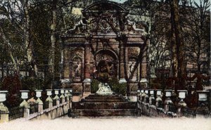 Paříž: pohled na Fontaine Medicis v lucemburských zahradách. Fotografie z roku 1920 v „Uměleckém albu“ města Paříže. Soukromá sbírka. od Anonymous Anonymous