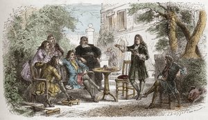 Pierre Corneille (1606-1684) – Corneille čte Ludvíku XIV. – rytina z „“ Historie Francie vyprávěná mým vnoučatům“““ – od Francoise Guizota – 1872-1876 od Anonymous Anonymous