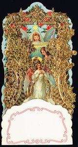 Pious image: “” Glory to God”” Dentelee and doree map. Chromolithography. Private collection od Anonymous Anonymous