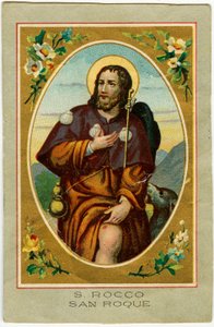 Zbožný obrázek: San Rocco vzýváno proti moru (chromolitografie) od Anonymous Anonymous
