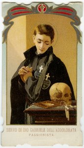 Zbožný obraz: Svatý Gabriel od Panny Marie Bolestné, italský pasionistický duchovní student (chromolitografie) od Anonymous Anonymous