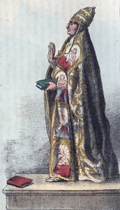 Papež Bonifác VIII (1235-1303) - Bonifác VIII (Bonifacius nebo Bonifacio) (1294-1303) - - rytina z „“ Použití a zvyky všech národů vesmíru. To jsou dějiny vlády, zákonů, milicí, náboženství všech národů od většiny od Anonymous Anonymous