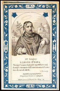 Papež Saint Leon (Leone) II (7. století) Zbožný obraz. Pohlednice. Počátek 20. století. Soukromá sbírka od Anonymous Anonymous