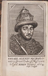Portrét Alexise I. Michajloviče de Russie (1629-1676), dit le car tres paisible (Portrét ruského cara Alexise I. Michajloviče) - Lept z "Současného stavu Ruska"" od Samuela Collinse od Anonymous Anonymous