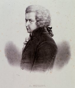 Portrét rakouského skladatele Wolfganga Amadea Mozarta (1756-1791) Rytina. 19. století. Milánská soukromá sbírka od Anonymous Anonymous