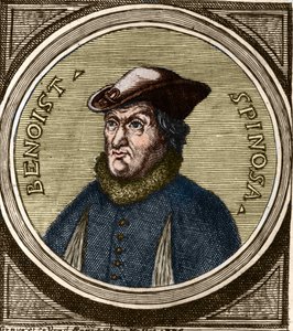 Portrét Barucha Spinozy (1632-1677), holandského filozofa, známého také jako Bento de Espinosa nebo Benedictus de Spinoza nebo Benoit de Spinoza. Rytina 17. století od Anonymous Anonymous