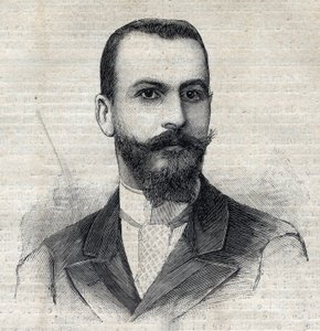 Portrét Casimira Maistreho (1867-1957) francouzského cestovatele v Africe. Rytina „“Le Peute Parisien““ od Anonymous Anonymous