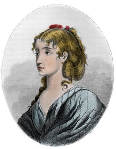 Portrét Cecile Aimee Renaultové (1774-1794), francouzské revolucionářky – rytina z roku 1863 v „Le Livre Rouge – Histoire De L