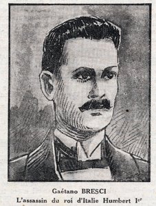 Portrét Gaetana Bresciho (1869-1901), italského anarchisty, který zavraždil krále Humberta 1. (Umberto I. od Anonymous Anonymous
