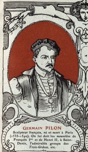 Portrét Germaina Pilona (1535-1590), francouzského sochaře. Rytina z roku 1914. Soukromá sbírka. od Anonymous Anonymous