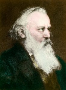 Portrét Johannese Brahmse (1833-1897), německého skladatele““ Rytina z 19. století Soukromá sbírka od Anonymous Anonymous