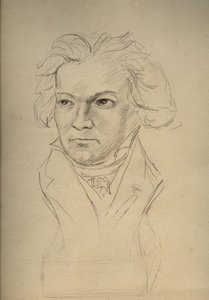 Portrét Ludwiga van Beethovena (1770-1827) Německý skladatel - anonymní kresba z počátku 20. století - Soukromá sbírka - od Anonymous Anonymous