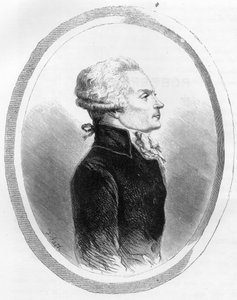 Portrét Maxmiliána od politika Robespierra (1758-1794) – rytina z roku 1863 v „Červené knize – Histoire De L
