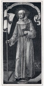 Portrét svatého Jana Kapistranského (Giovanni da Capestrano) (1386-1456), italský františkán. Z malby z 15. století od Bartolomea Vivariniho. Rytina v „Katolické misie v XIX. století“ od Louis-Eugene (Louis Eugene) Louveta. soukromá společnost od Anonymous Anonymous