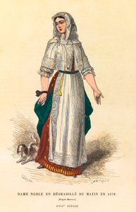 Portrét urozené dámy v ranních šatech v roce 1676, rytina - soukromá sbírka od Anonymous Anonymous