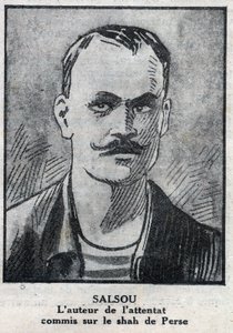 Portrét anarchisty Francoise Salsoua, který provedl útok na perského šáha Muzaffar ad Din (Muzaffar ad Din), v Paříži 2. srpna od Anonymous Anonymous