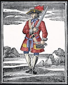 Portrét piráta Jack Rackham říká The Red nebo John Rackham, lépe známý jako Calico Jack (? 1720). Rytina. od Anonymous Anonymous
